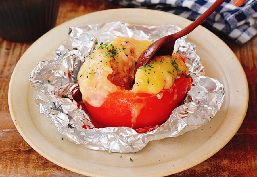 オーブンで♪鶏トマトの味噌マヨホイル焼きの画像