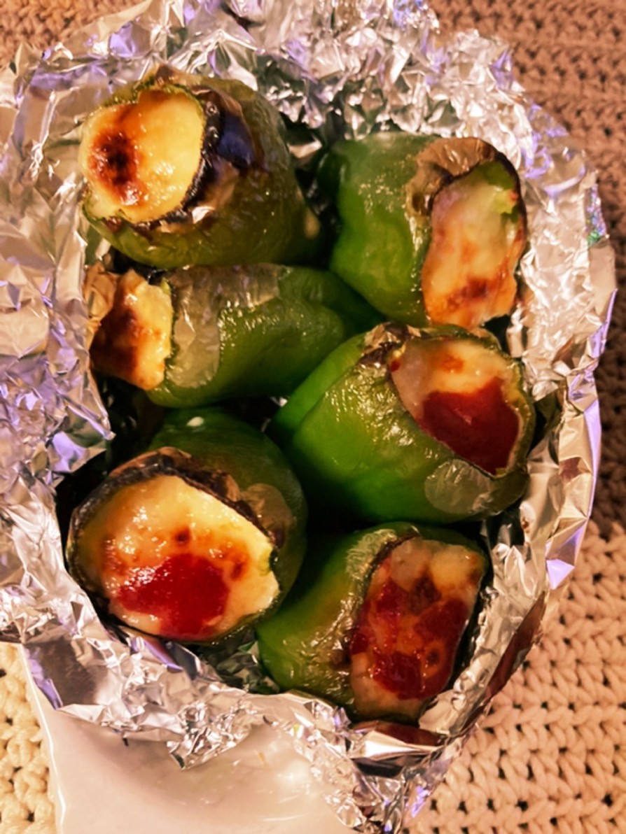 ピーマンの芋もち詰め焼の画像