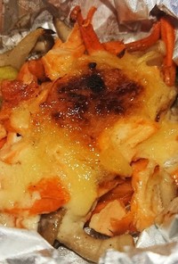 野菜と鮭のからしマヨネーズホイル焼き