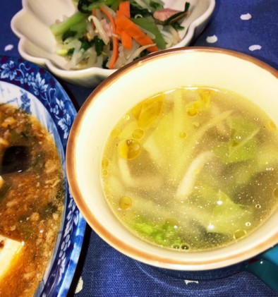 簡単あと1品　生姜と白菜とキノコのスープの写真