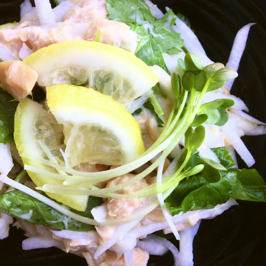 黒酢生姜&塩レモンと鯖缶の減量大根サラダの画像
