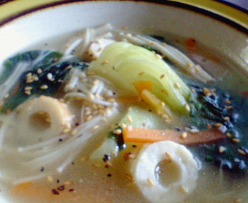青梗菜とえのきの中華スープの画像
