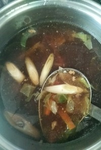 「やわらか煮豚」のタレのラーメンスープ