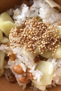 納豆とハヤトウリのシンプルご飯