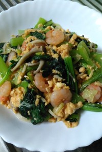 小松菜と海老の卵炒め