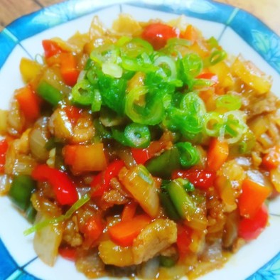 野菜と豚肉の中華風生姜あんかけご飯の写真