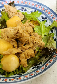 ✨豚肉と里芋の甘酢炒め＆白菜の味噌汁✨