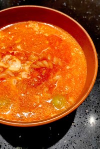 冬の朝ごはんに☆マカロニトマトスープ