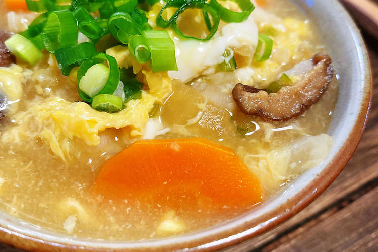 野菜たっぷり 身体に優しい 卵雑炊 レシピ 作り方 By めぐみの郷 クックパッド 簡単おいしいみんなのレシピが360万品