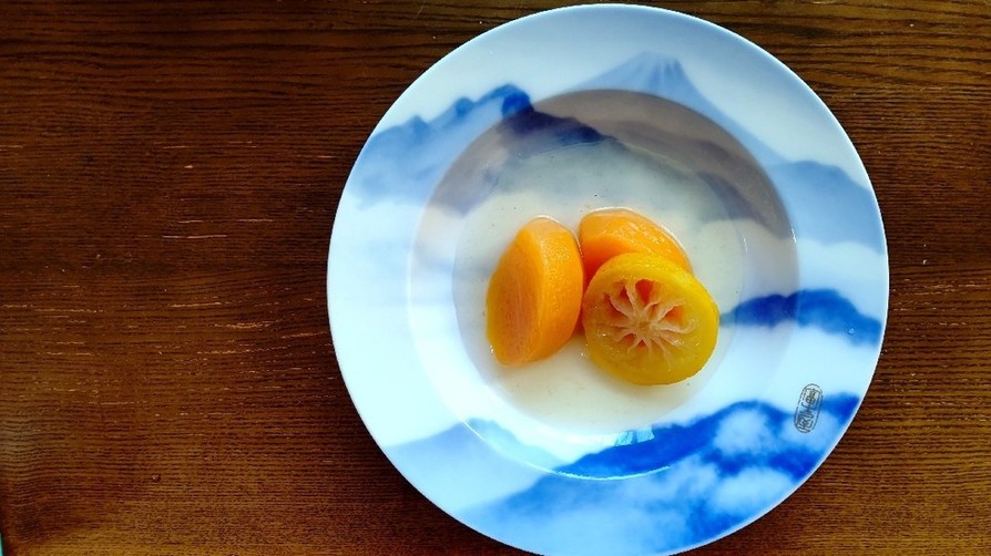 柚子を使った柿のコンポートの画像