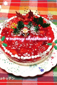 レアチーズと苺のクリスマスケーキ2020