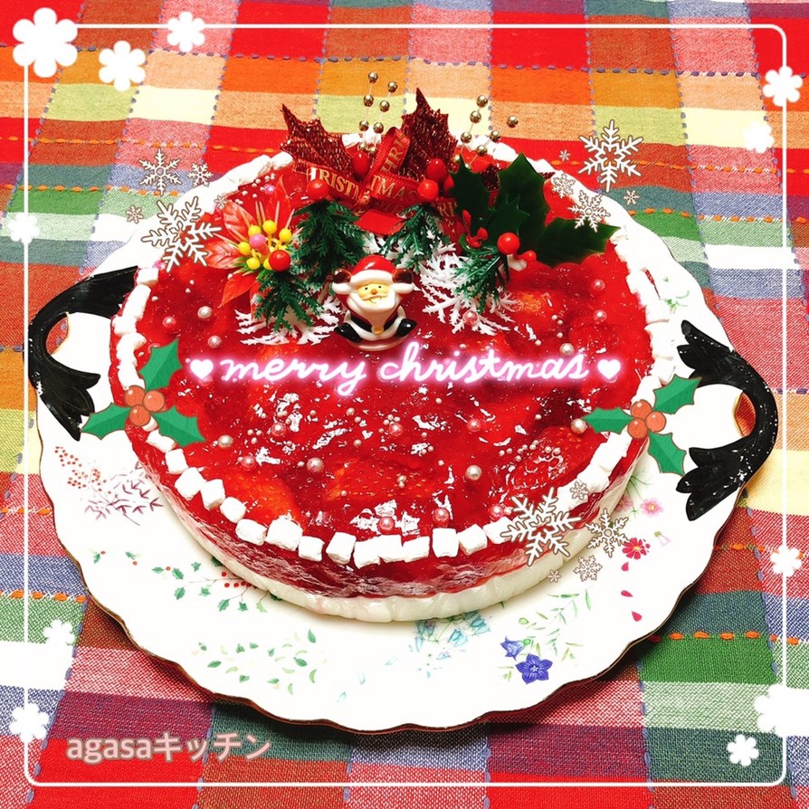 レアチーズと苺のクリスマスケーキ2020の画像