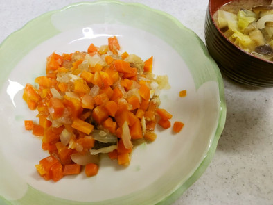 鱈と野菜のゆずあんかけ＆キャベツの味噌汁の写真