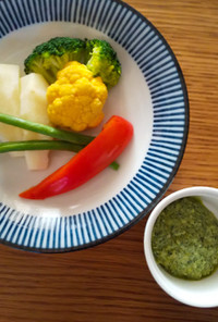 温野菜とジェノベーゼ風小松菜ソース