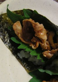 豚シャブの手巻き寿司