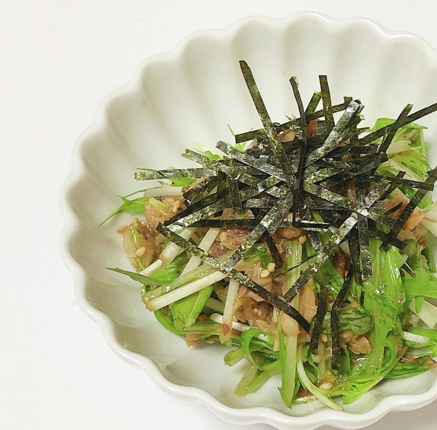 【簡単】水菜とサバ缶の韓国風サラダの画像