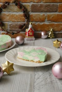 電子レンジ★クリスマスのレアチーズケーキ
