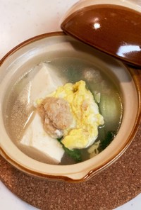 カニと青梗菜と豆腐の中華スープ