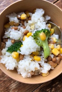 納豆とブロッコリーのサラダ風ご飯