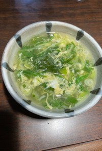 塩味☆かき卵葉野菜スープ