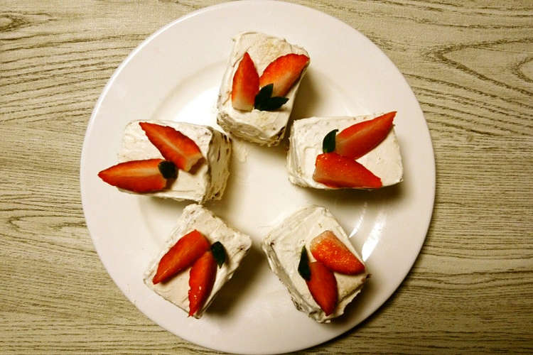 カステラで ショートケーキ レシピ 作り方 By うるま市健康支援課 クックパッド 簡単おいしいみんなのレシピが376万品