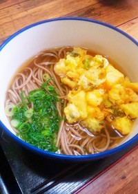 簡単お出汁と乾麺そばでかき揚げてんそば