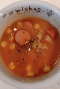 カップスープで、簡単トマトクリームパスタ