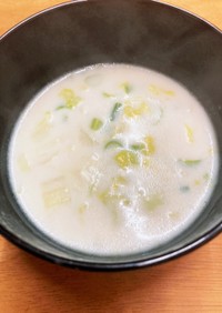 白菜と長葱のミルクスープ