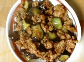 簡単!油なし!なすと味噌ひき肉炒め~