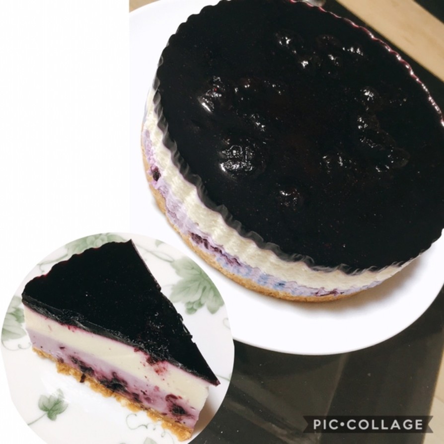 3層のブルーベリーレアチーズケーキ♪の画像