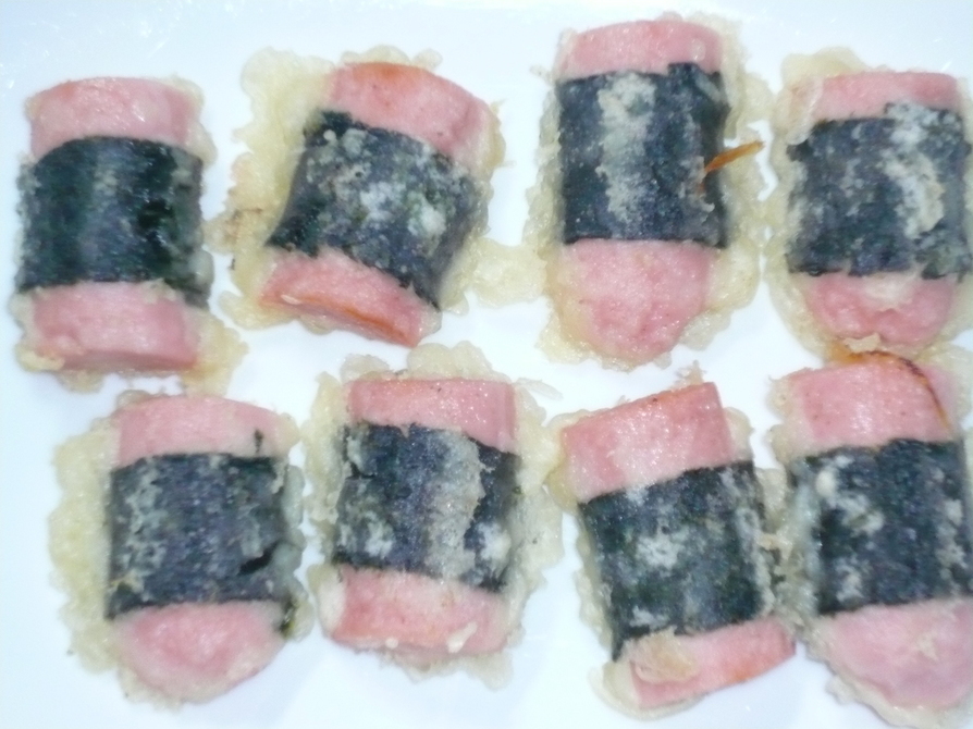 お弁当に♪魚肉ソーセージの海苔巻き揚げの画像