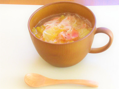 ベーコンと白菜の春雨スープの写真