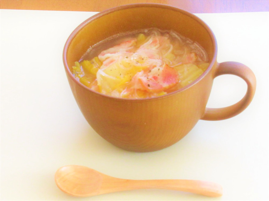 ベーコンと白菜の春雨スープの画像