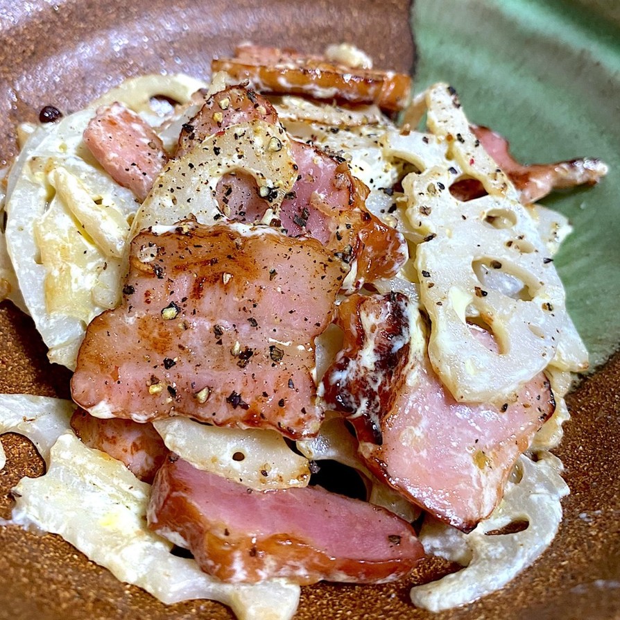 レンコン&ベーコンのガリマヨ炒めの画像