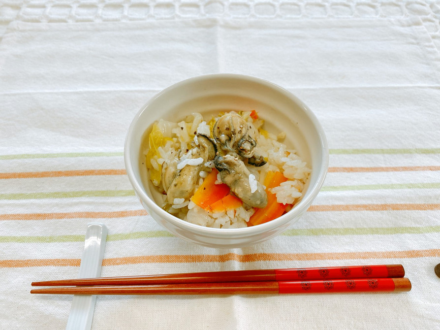 白菜と牡蠣のガーリックバターご飯の画像