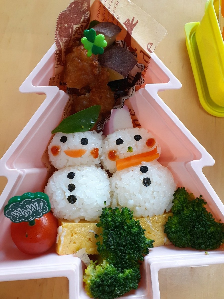 園児お弁当雪だるまの画像
