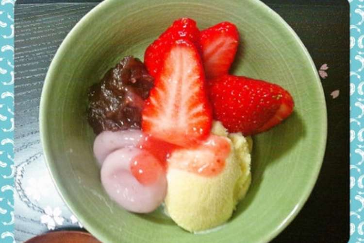 かわいい和スイーツ いちご白玉ぜんざい レシピ 作り方 By ほしママ Womo クックパッド 簡単おいしいみんなのレシピが355万品