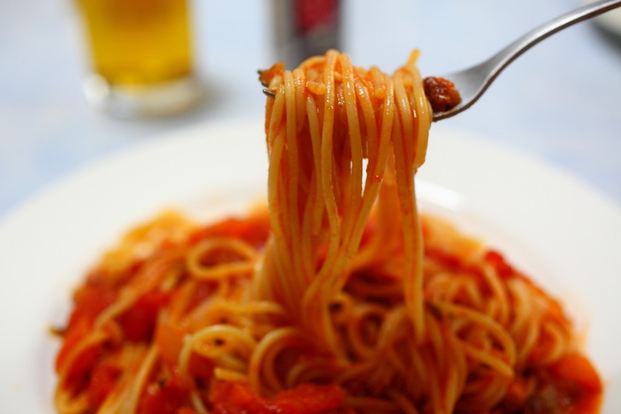 トマトソースのスパゲッティの画像