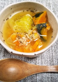 シーチキンと野菜のコンソメスープ