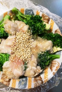 豆腐バーグ&サラダ肉味噌豚こま乗ドーム蒸