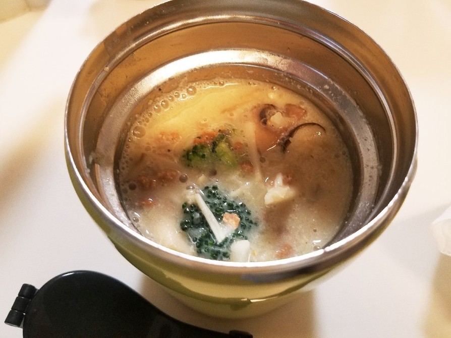 大豆ミンチ入り豆乳味噌スープの画像