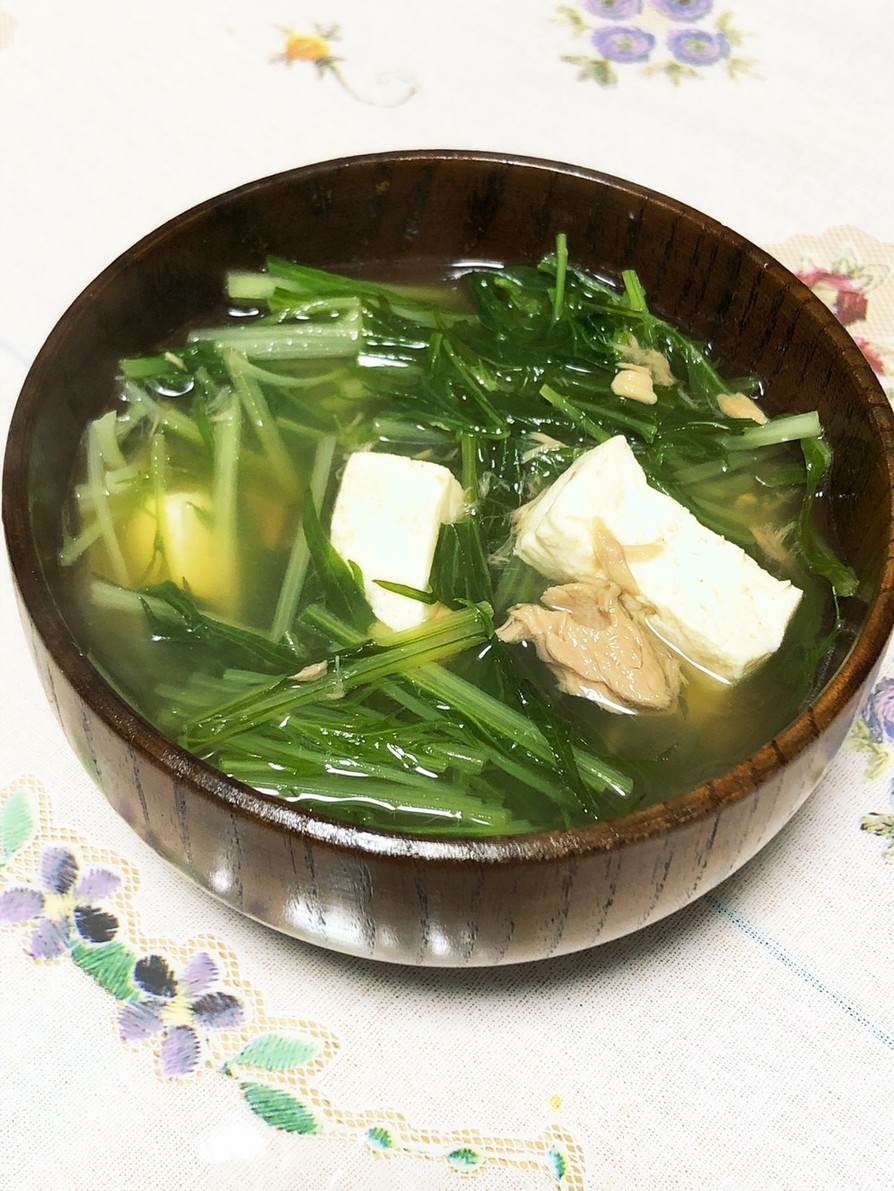 水菜とツナフレークの和風ほっこりスープ♪の画像