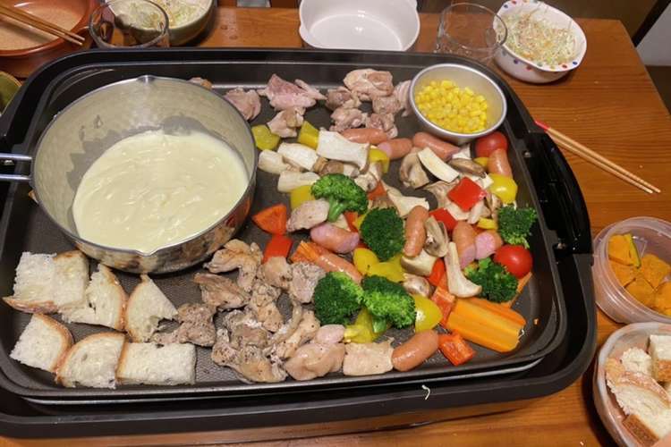 ホットプレートでチーズフォンデュ レシピ 作り方 By めぐ母さん クックパッド 簡単おいしいみんなのレシピが376万品