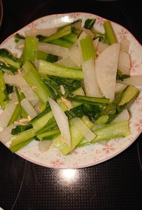 減塩メニュー小松菜と大根のさっと炒め