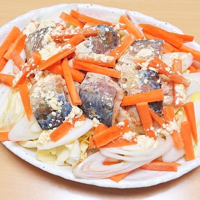 ポンの鯖と野菜のレンジ蒸しの写真