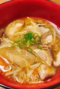 【簡単】椎茸と挽肉の酸辣湯