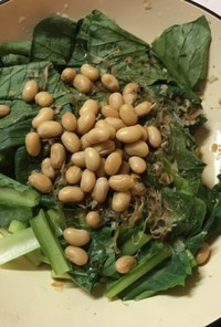 楽々3分で♫小松菜と大豆のヘルシーサラダ