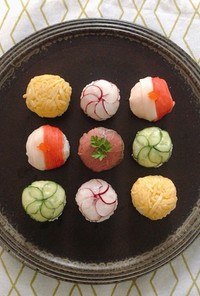 お祝いに♡ラップで簡単手まり寿司