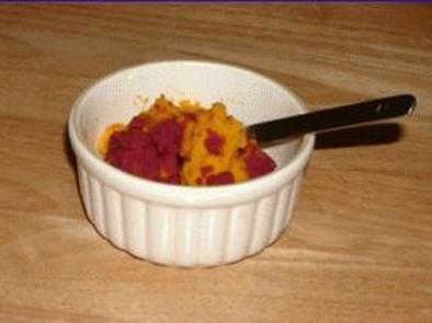 彩りきれい！紫芋と栗南瓜のサラダの写真
