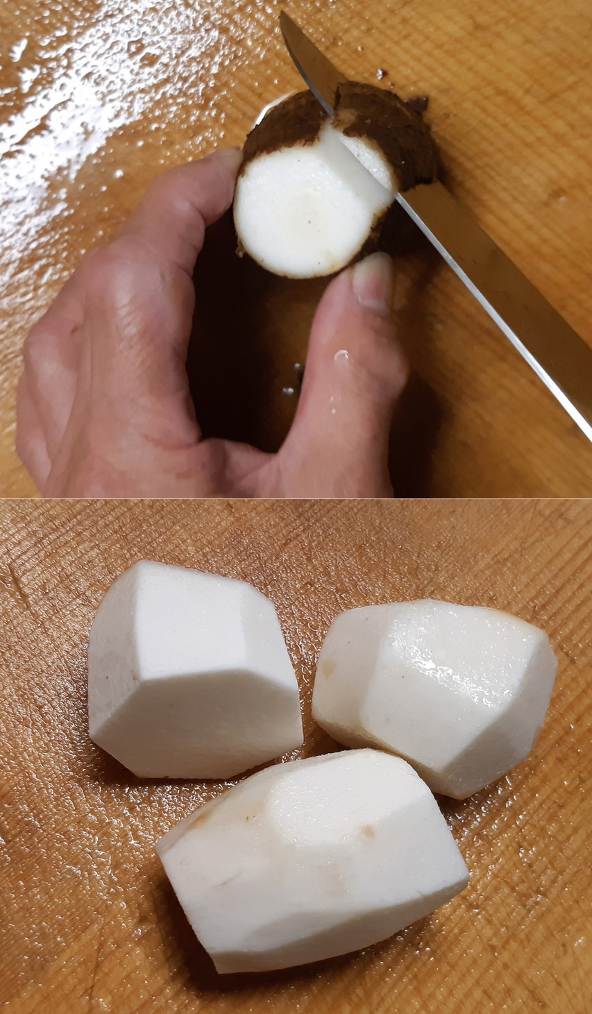 里芋の皮を生で安全・カンタンに剥く方法の画像